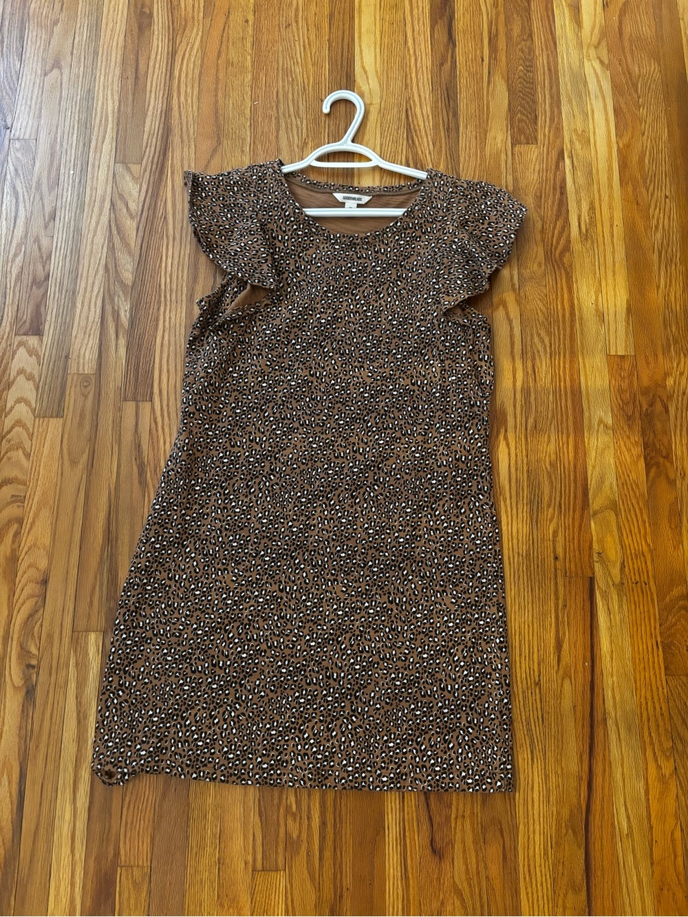 Goodthreads Brown Leopard Ruffle Sleeve Mini Dress